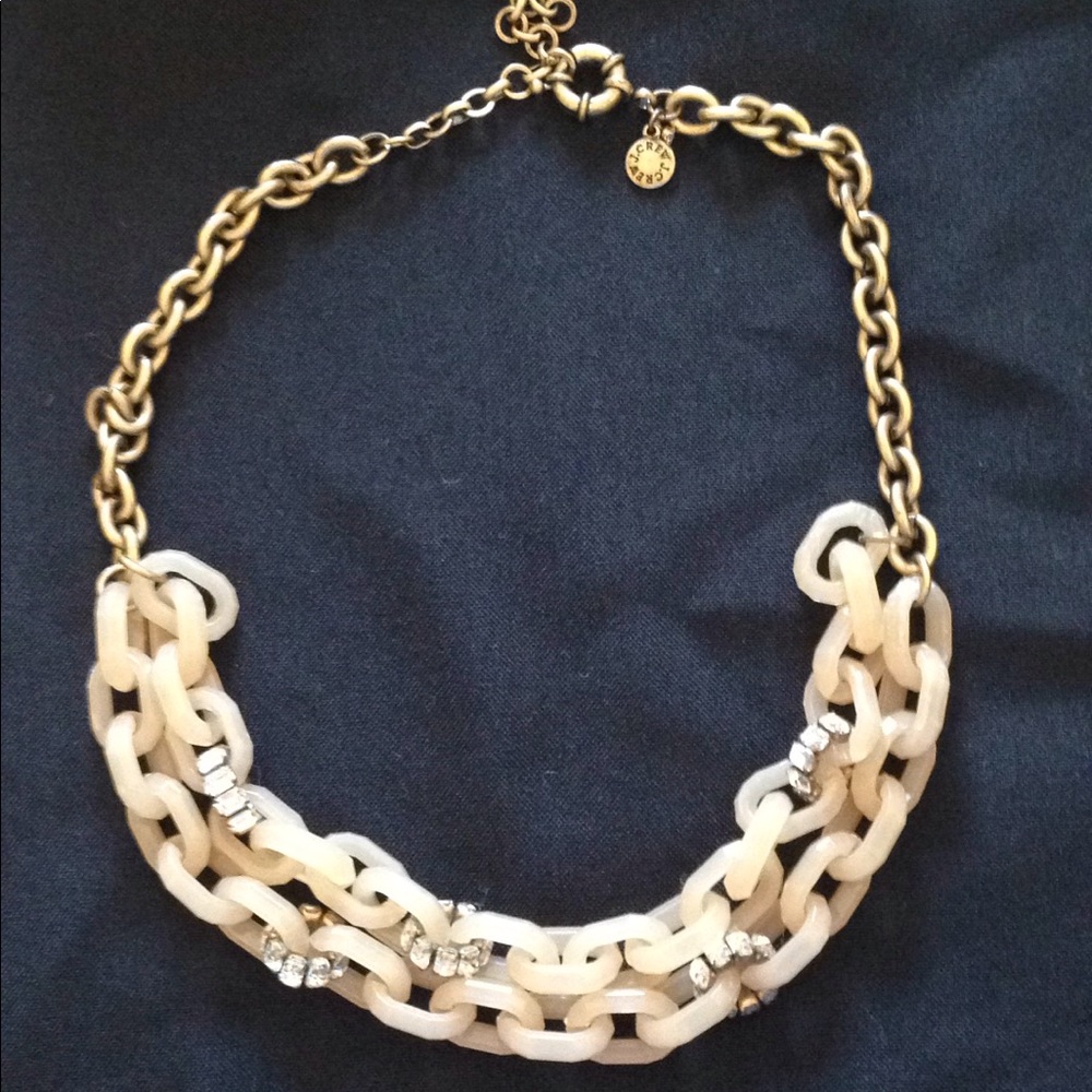 J. Crew Peach and Rhinestone Linked Necklace